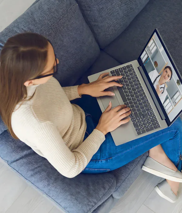 Paciente em consulta psiquiátrica online